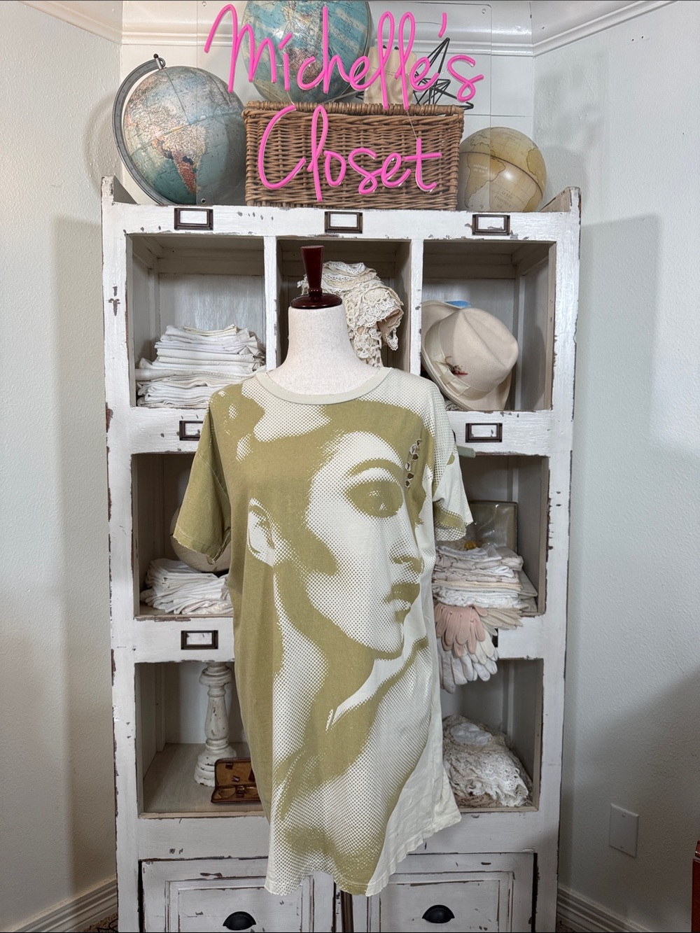 Forever 21 Cream Beige Basic Tee Shirt Dress (relaxed fit)